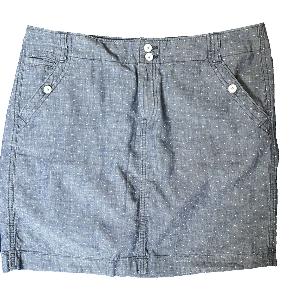 Tommy Hilfiger Womens Mini Skirt Size 10 Blue/Dots 100% Cotton Zipper Casual